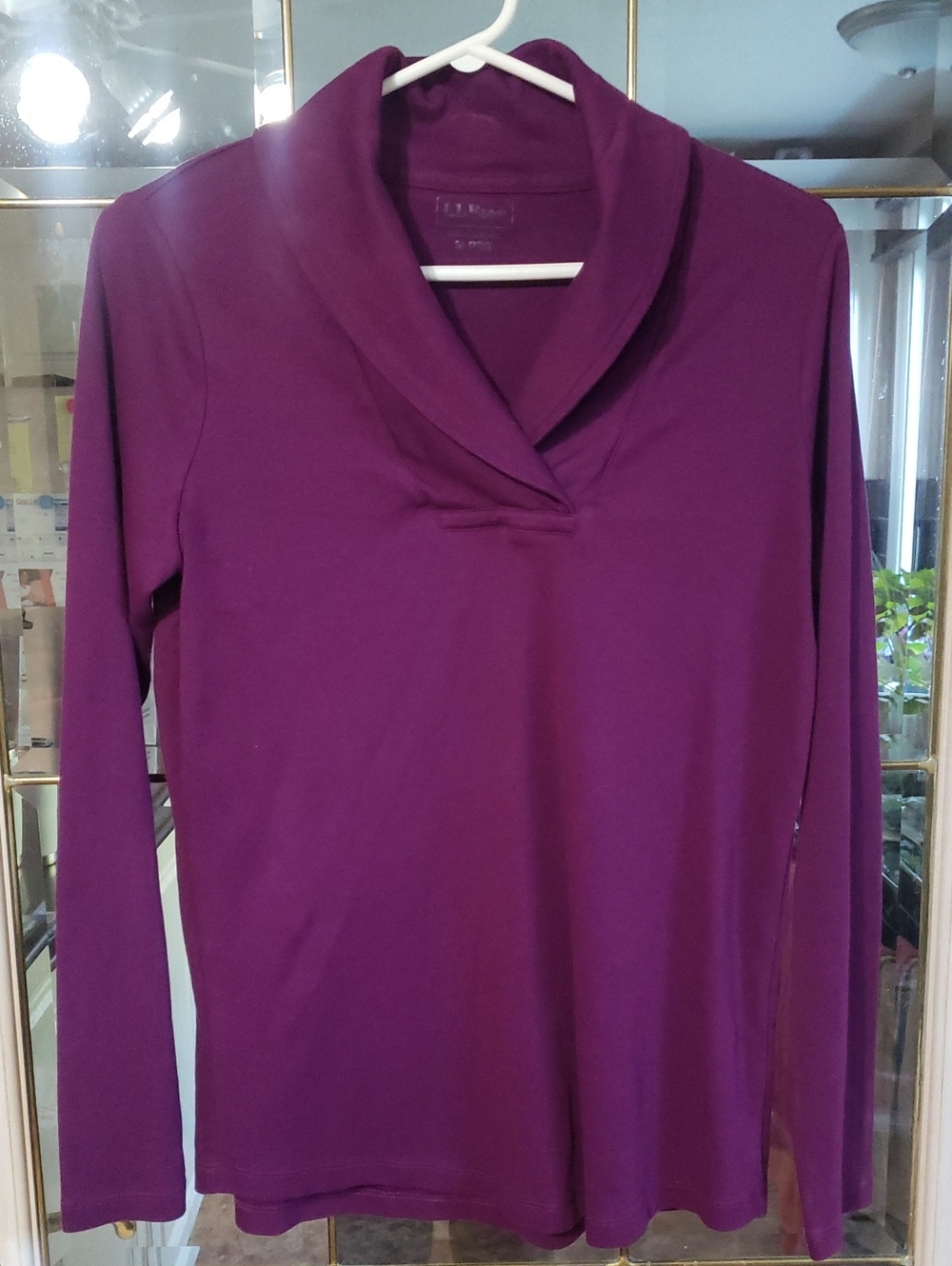 L.L. BEAN Ladies Pima Cotton Tee Long Sleeve Purple. Size M Regular